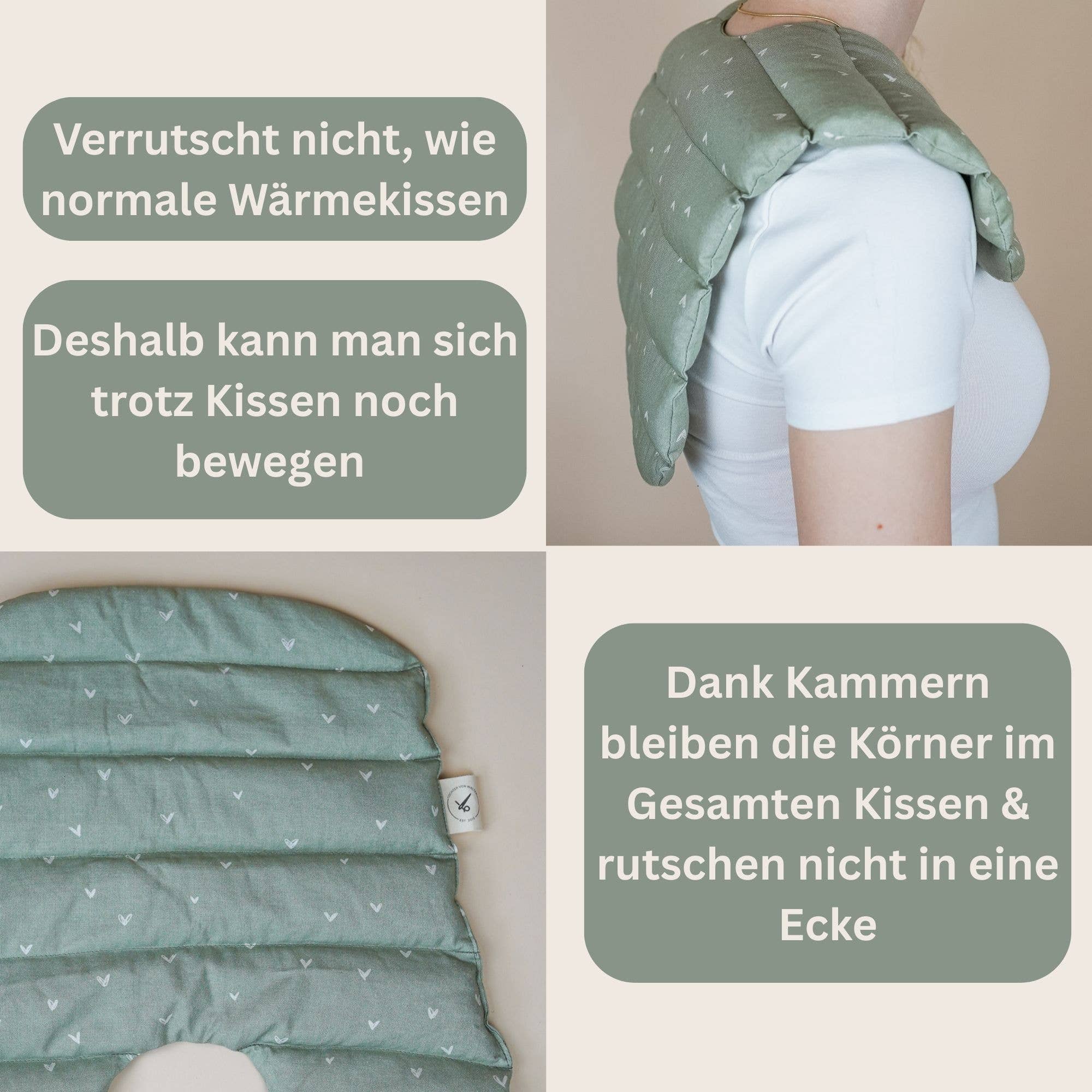 Cuscino termico riempito con farro - Cuscino per il collo al farro Matcha