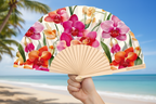 Ventaglio con stampa orchidee 23 cm