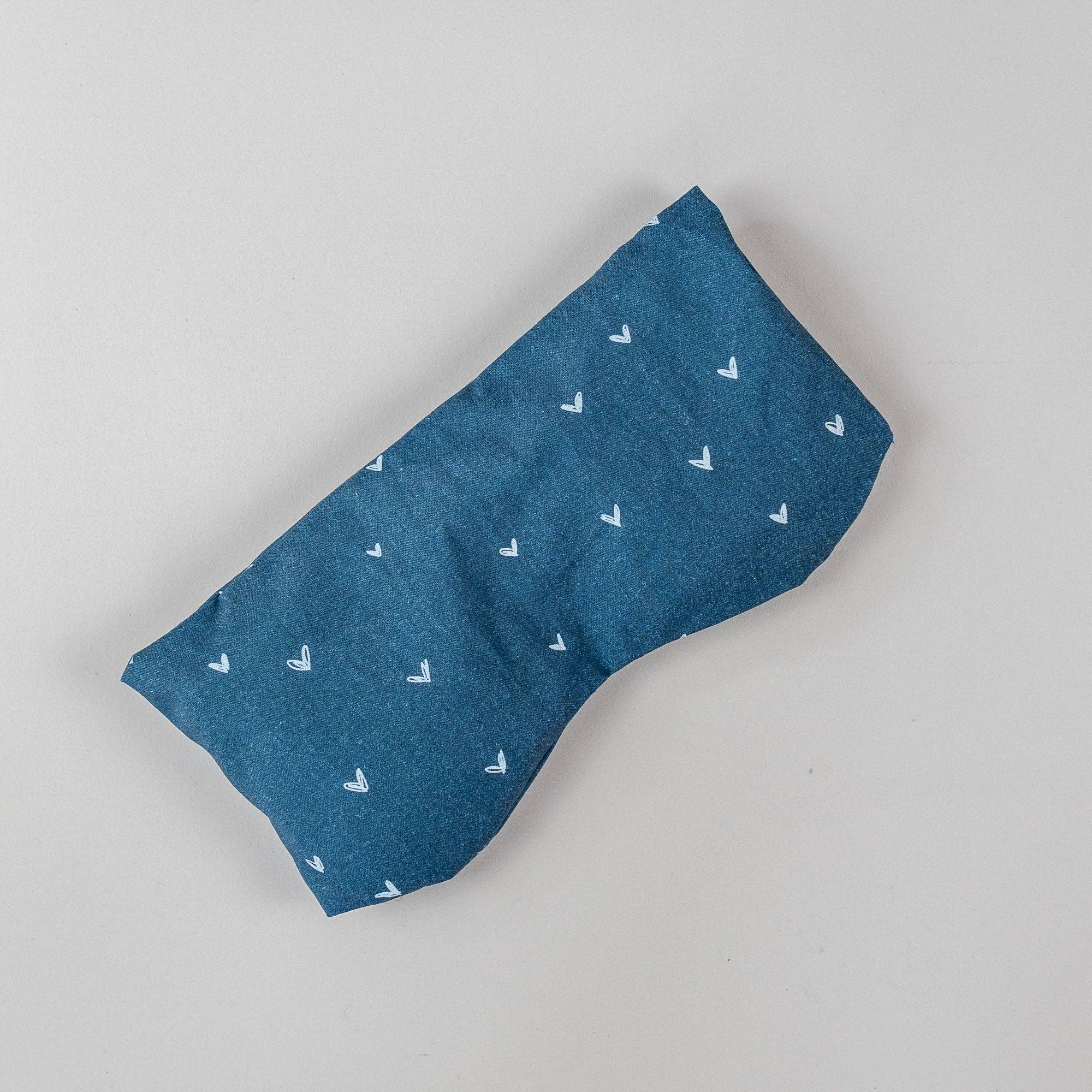 Cuscino per occhi con farro biologico e lavanda biologica cuoricini blu