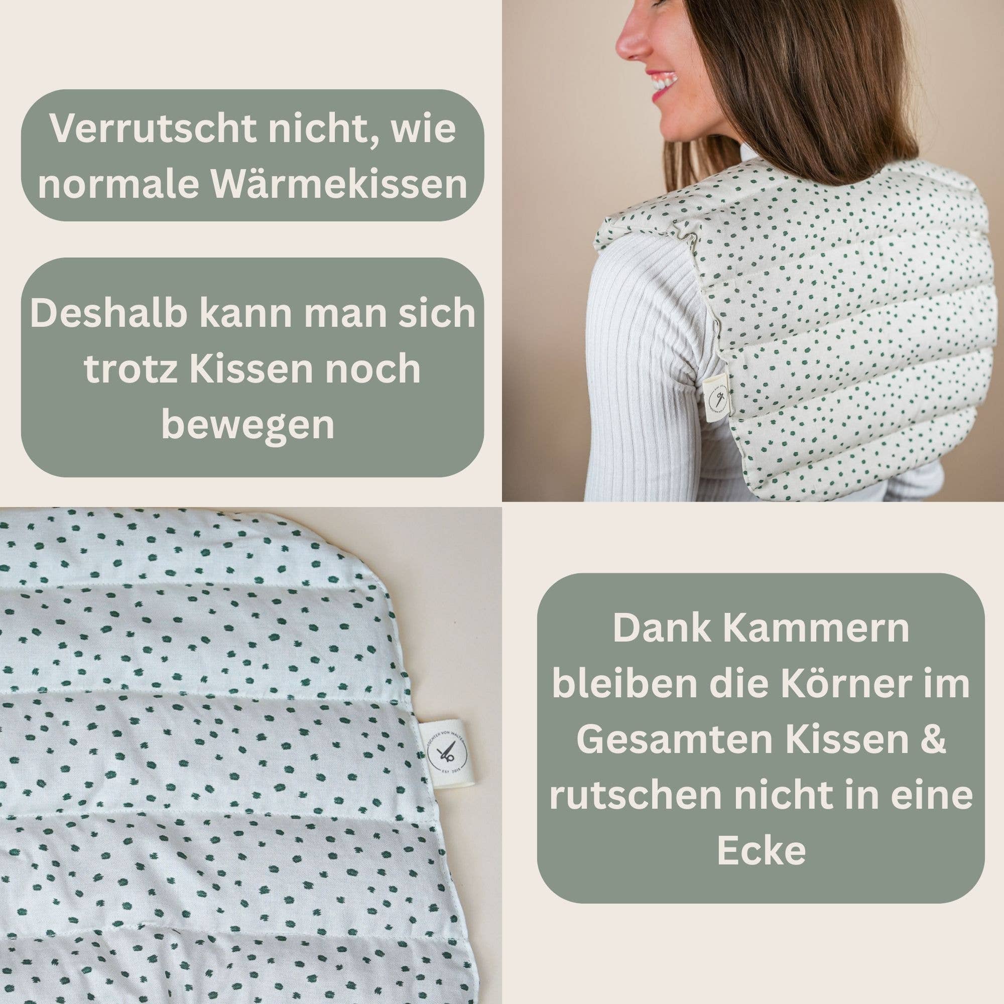 Cuscino di semi biologico di farro per il collo - Cuscino per il collo a pois