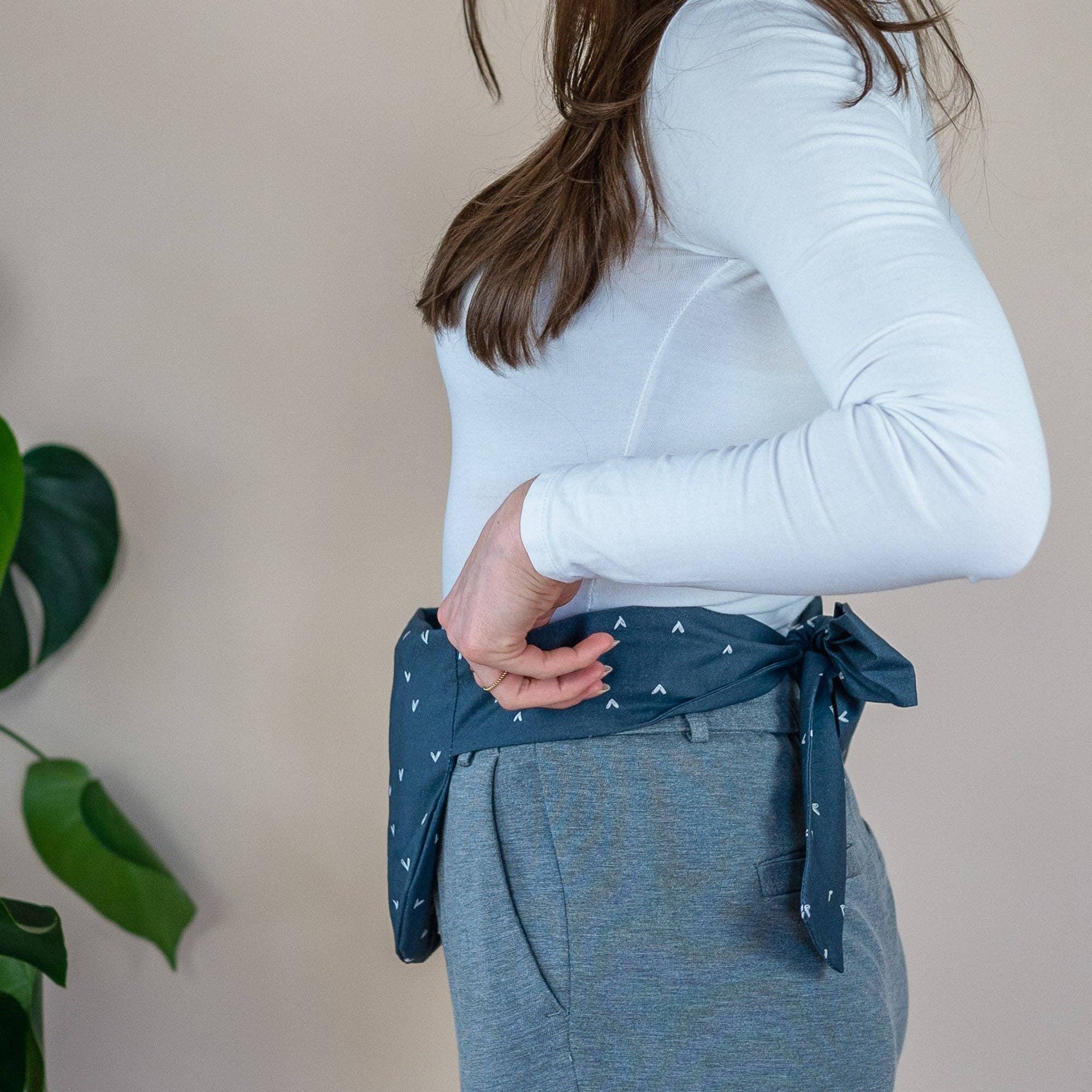 Cuscino di semi da legare - Fascia pancia cuoricini blu