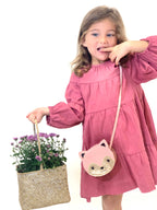 Borsa a tracolla per bambini a forma di gatto rosa Gaspard