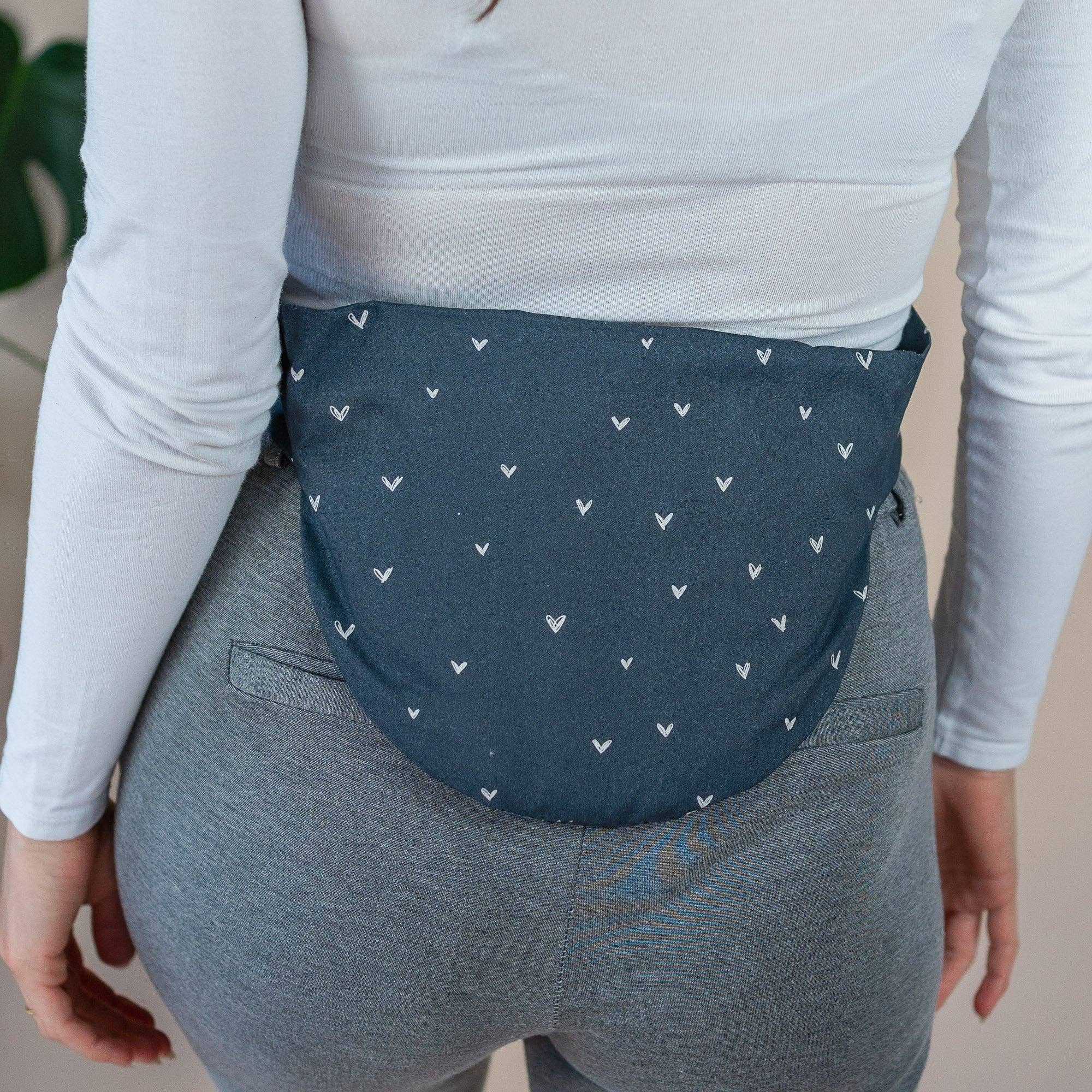 Cuscino di semi da legare - Fascia pancia cuoricini blu