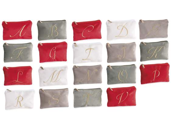 Bustina Velvet con lettera ricamata